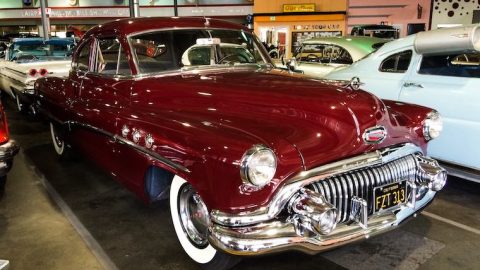 red vintage car at the zimmerman Automobile Driving Museum in El Segundo, California