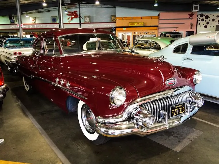 red vintage car at the zimmerman Automobile Driving Museum in El Segundo, California