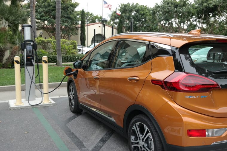 Chevy Bolt EV plugged in at ChargePoint station