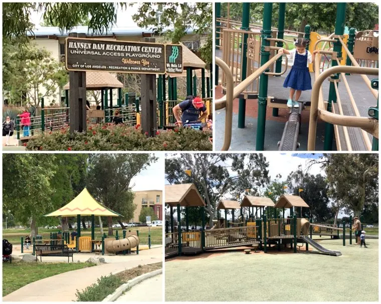 Hansen Dam Recreation Area, next to Discovery Cube Los Angeles, is a great park for kids and toddlers. You'll find lots of space to run around, play structures with swings, a skate park, picnic tables and much more! #losangeles #familytravel #discoverycube