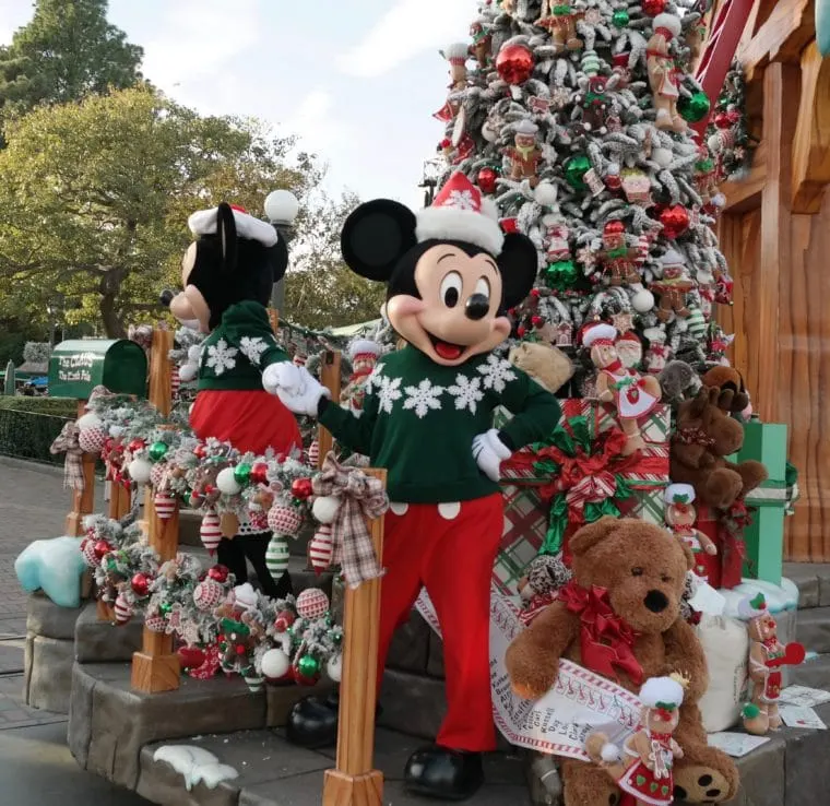 Mickey and Minnie Mouse in the Christmas Fantasy Parade at Disneyland