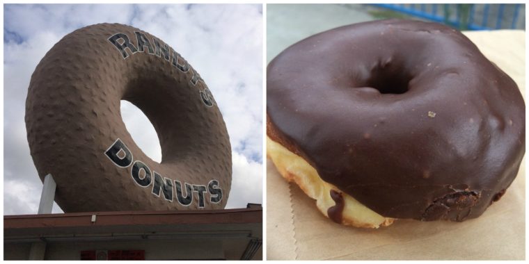 Randy's Donuts is one of the best donut shops in Los Angeles with one of the most iconic signs in LA. #donuts #chocolatefrosteddonut #losangeles 