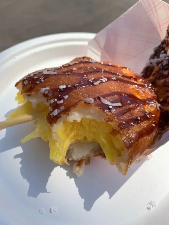 deep fried pineapple on a stick at 2019 LA County Fair