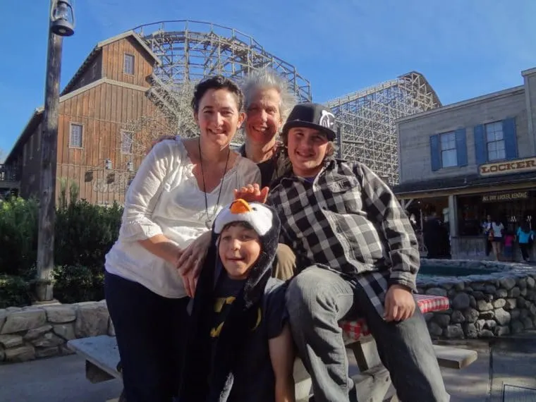 sarah Auerswald and her family at Knotts