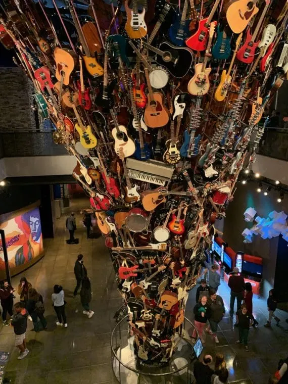 Sculpture made of retired guitars at the Museum of Popular Culture (MoPOP) Seattle 