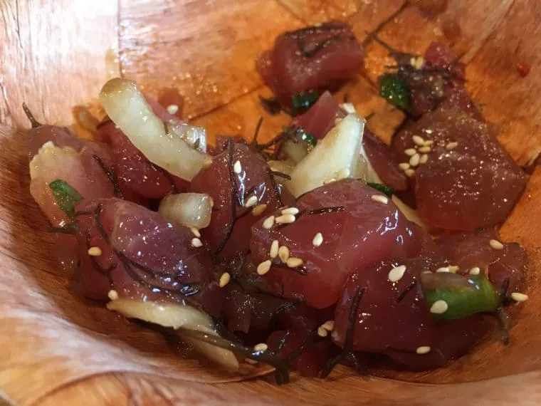 poke, a dish made with raw fish