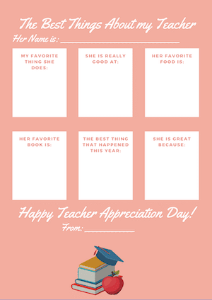 pink teacher apprecation form