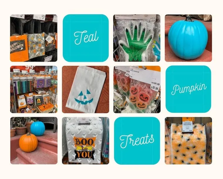 teal pumpkin treats collage