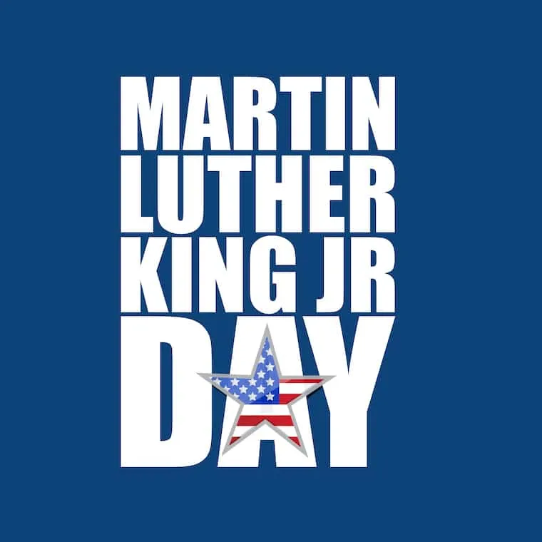 Martin Luther King JR day sign blue background illustration
