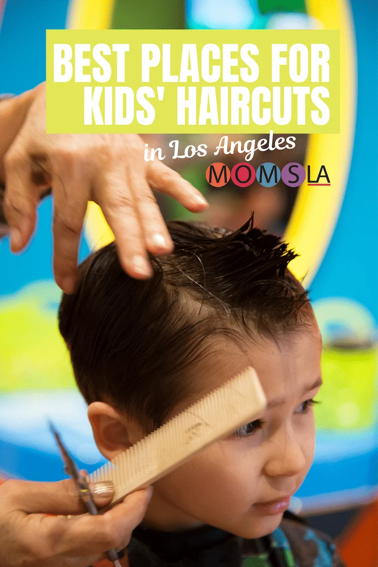 young boy getting a haircut text best places for kids haircuts in los angeles