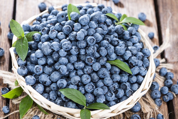 blueberries in a basket