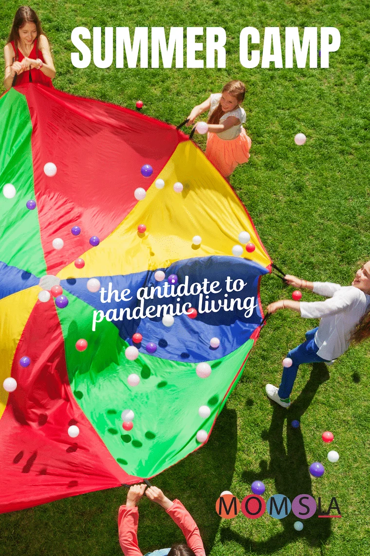 kids playing with parachute text summer camp antidote to pandemic living