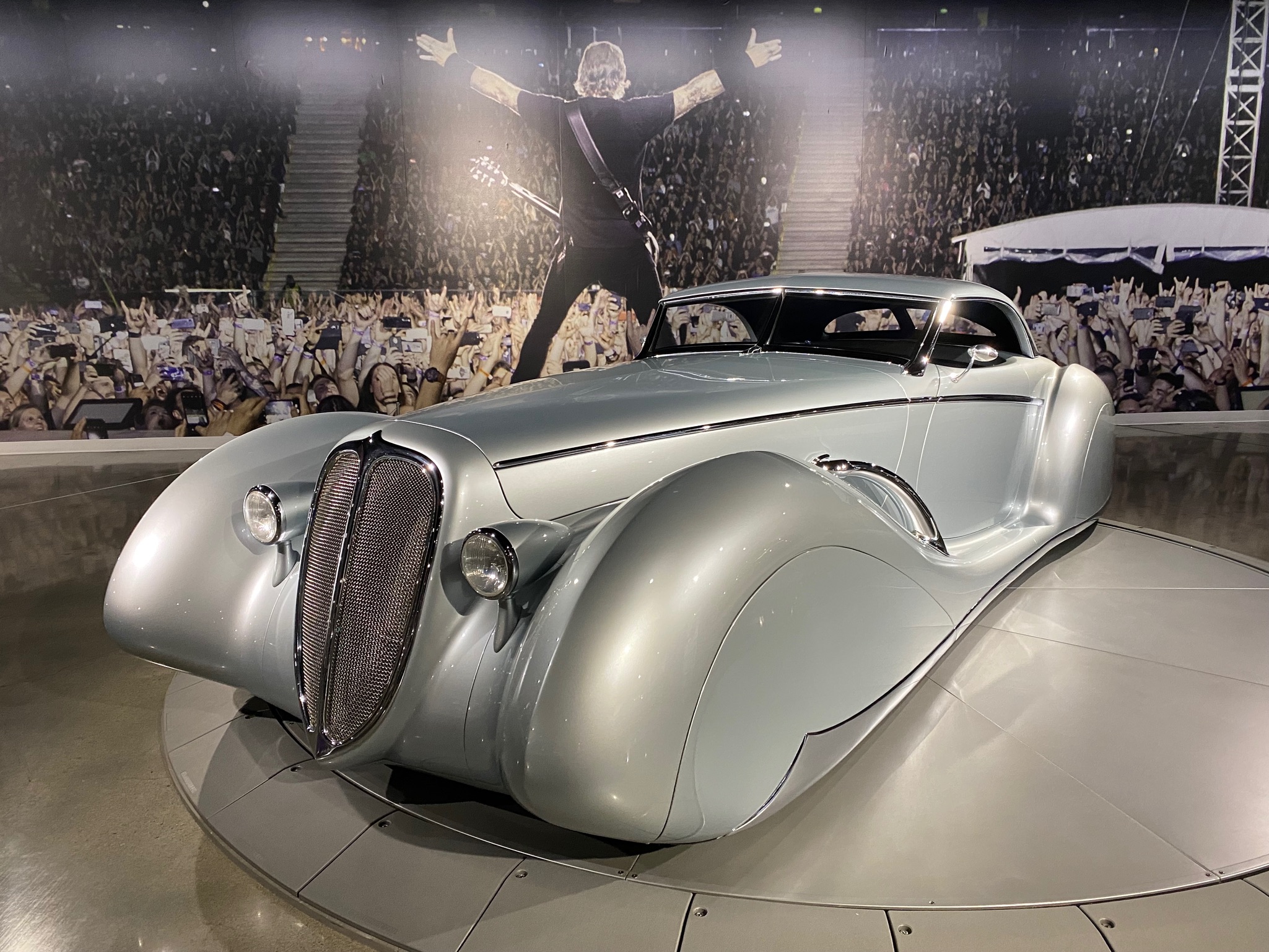 a luxury car on display at the Petersen Museum