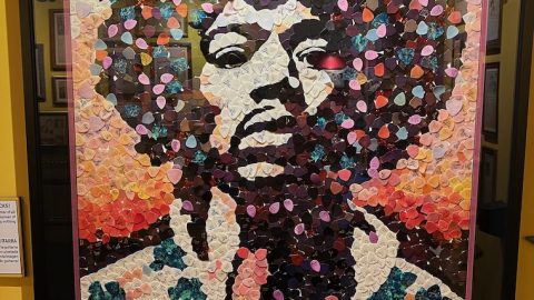 portrait of jimi hendrix made from guitar picks at Ripley's believe it or not in Hollywood