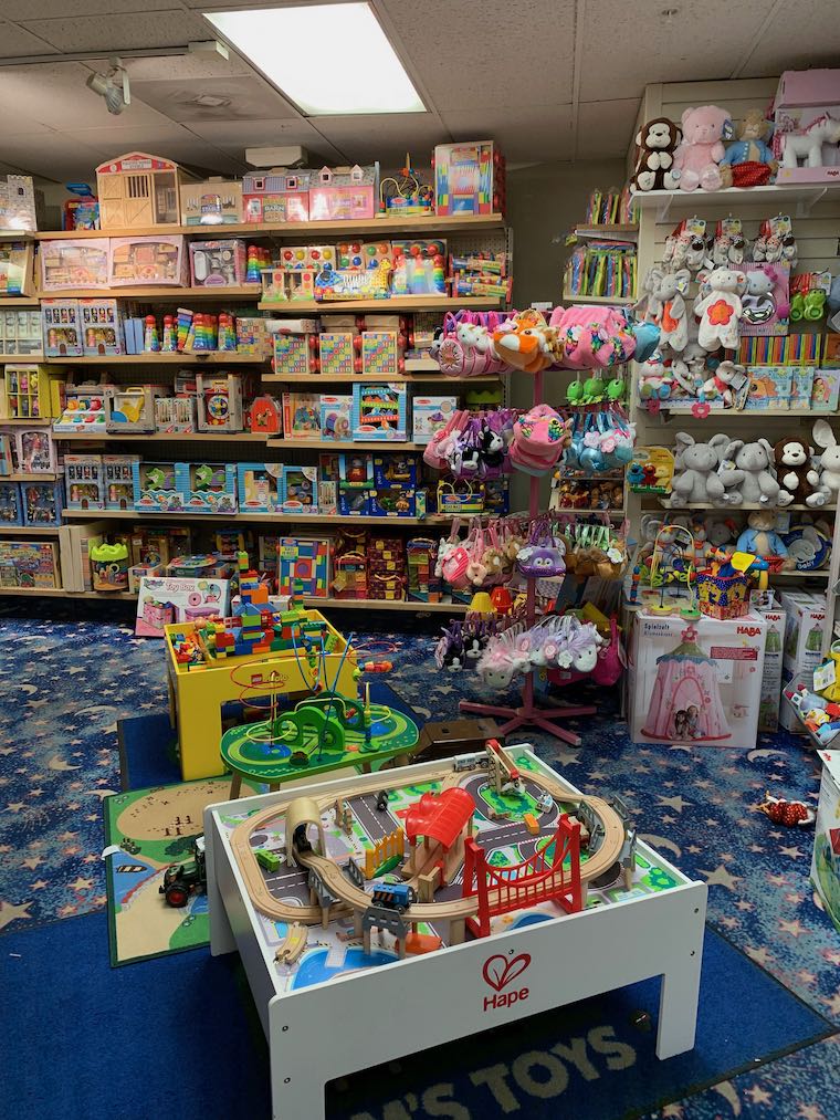 inside Tom's Toys in Beverly Hills with a Train table
