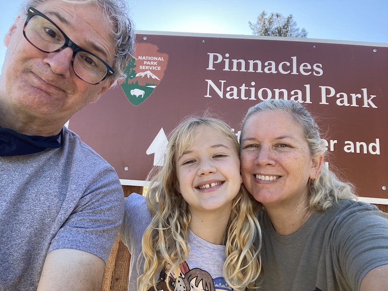 Julia and her family at the entrance to Pinnacles National Park