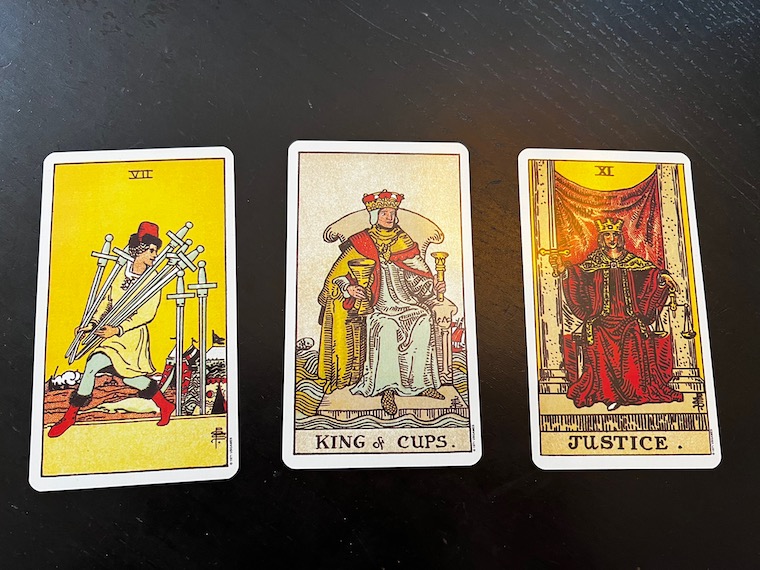 Three Tarot Cards in a row 