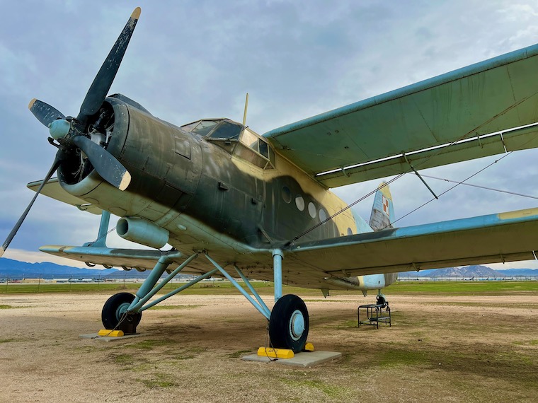 an airplane on display at March Field Air Museum