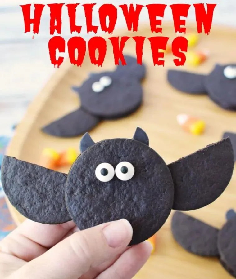 Halloween No Bake Cookies (Bat-Shaped)