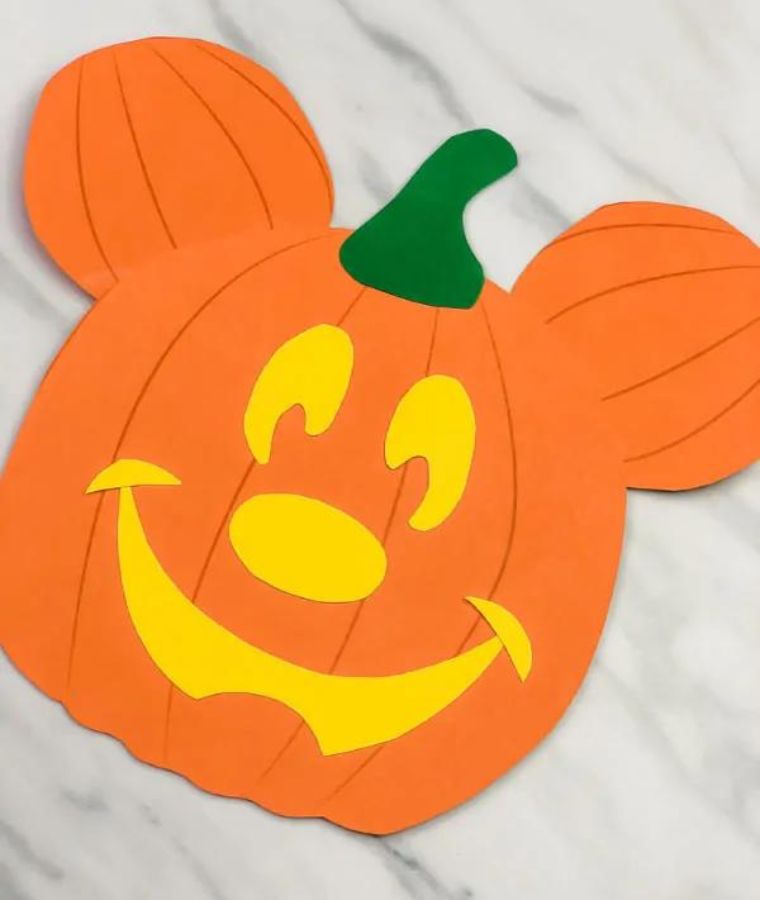 Mickey Mouse Pumpkin Craft For Kids [Free Template]