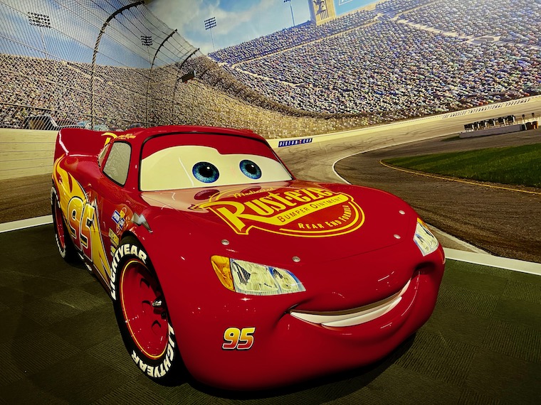 Lightning McQueen from Pixar's "Cars" movie on display at the Petersen Museum