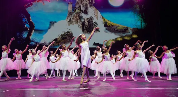  a performance of the "Hot Chocolate Nutcracker" by the Debbie Allen Dance Academy ballet dancers on stage