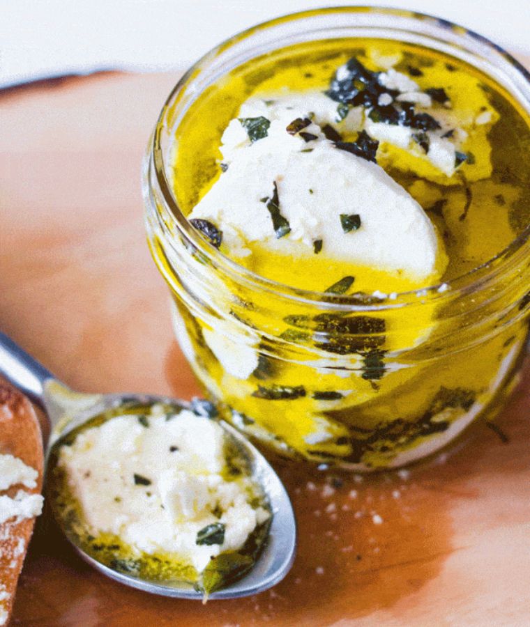 Marinated Goat Cheese Spread with Fresh Garden Herbs