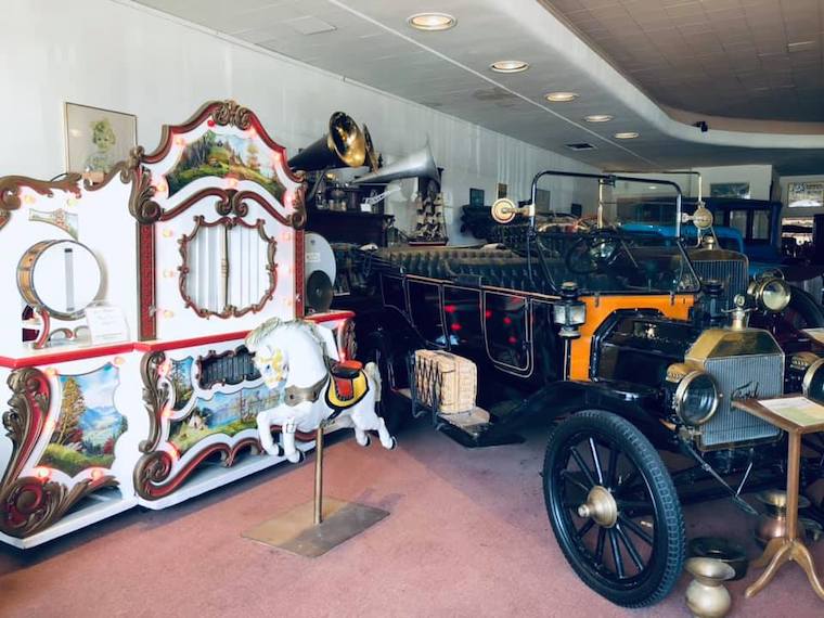 inside the JA Cooley Car Museum in San Diego