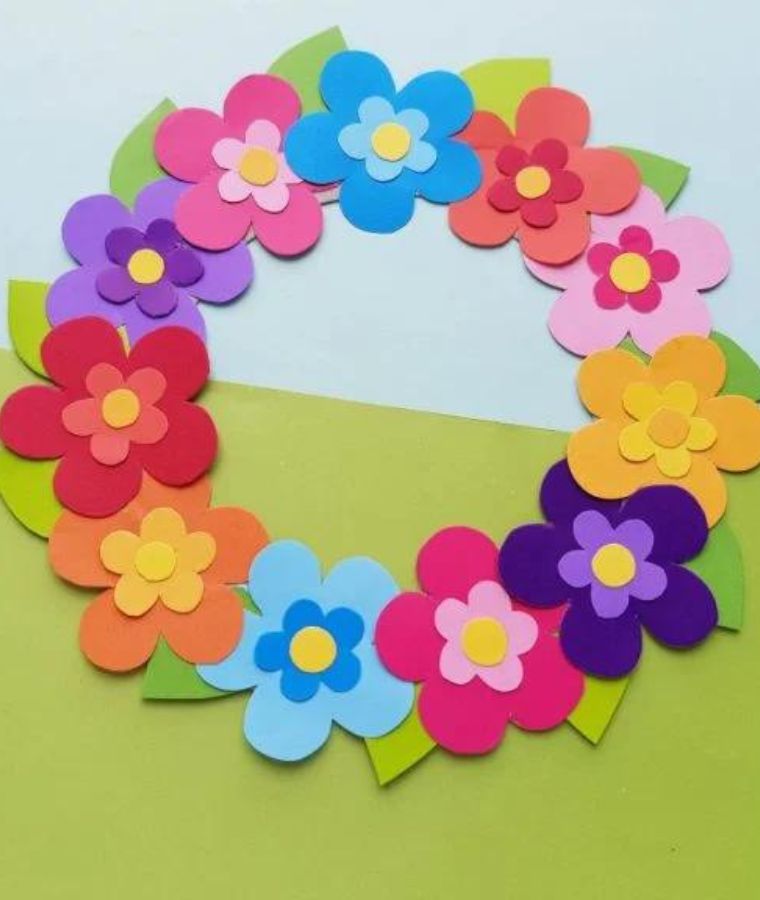Colorful Paper Flower Wreath Craft