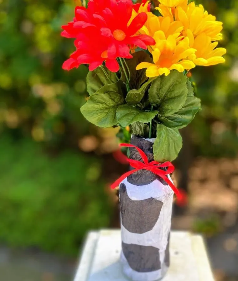 Cow-Themed Tissue Paper Vase