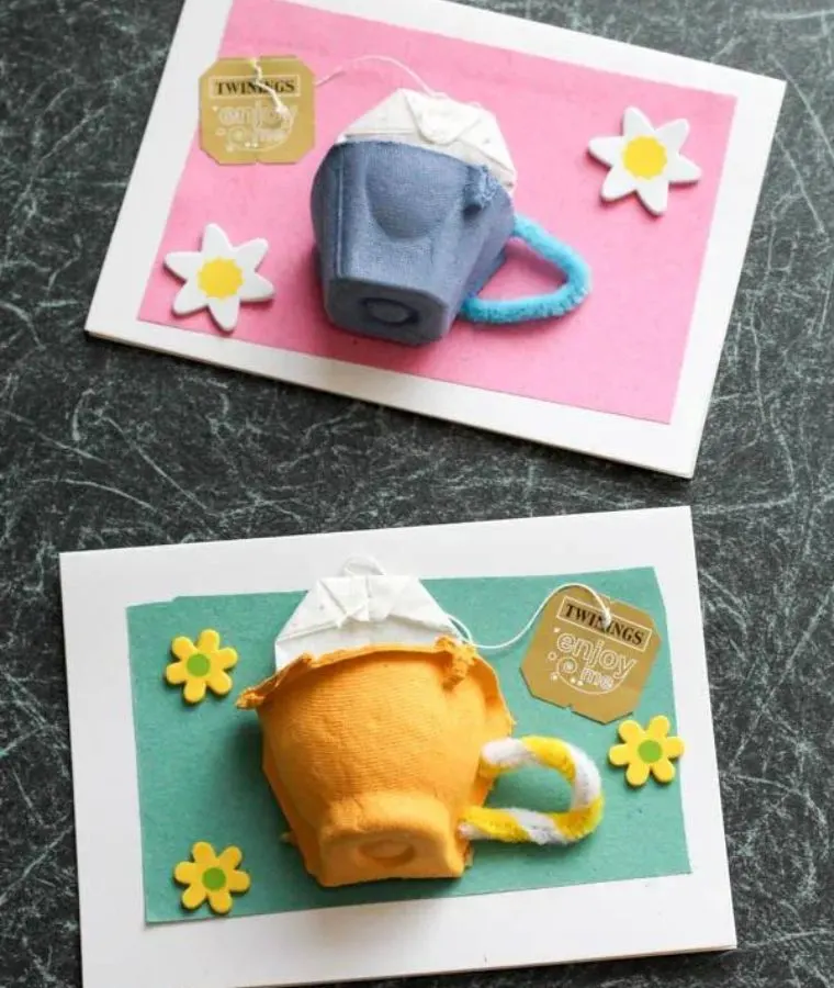Egg Carton Tea Cup Cards for Mother’s Day