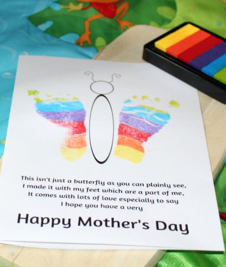 Footprint Butterfly Poem - Printable Mother's Day Card