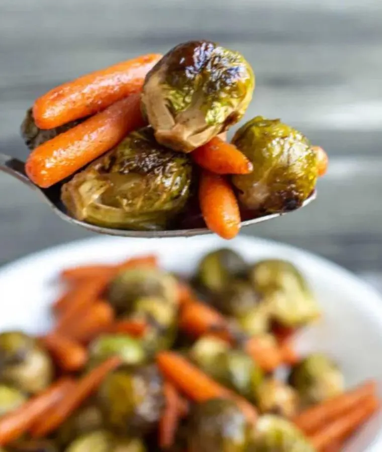 Honey Roasted Baby Carrots and Brussels Sprouts