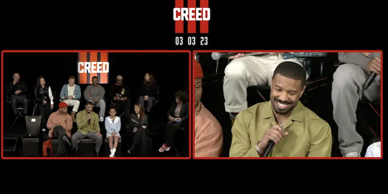 Screenshot from the Creed III Zoom press conference