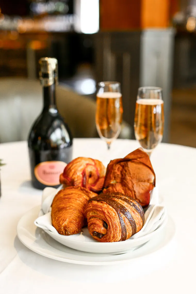 pastries and bubbly from Baltaire restaurant 