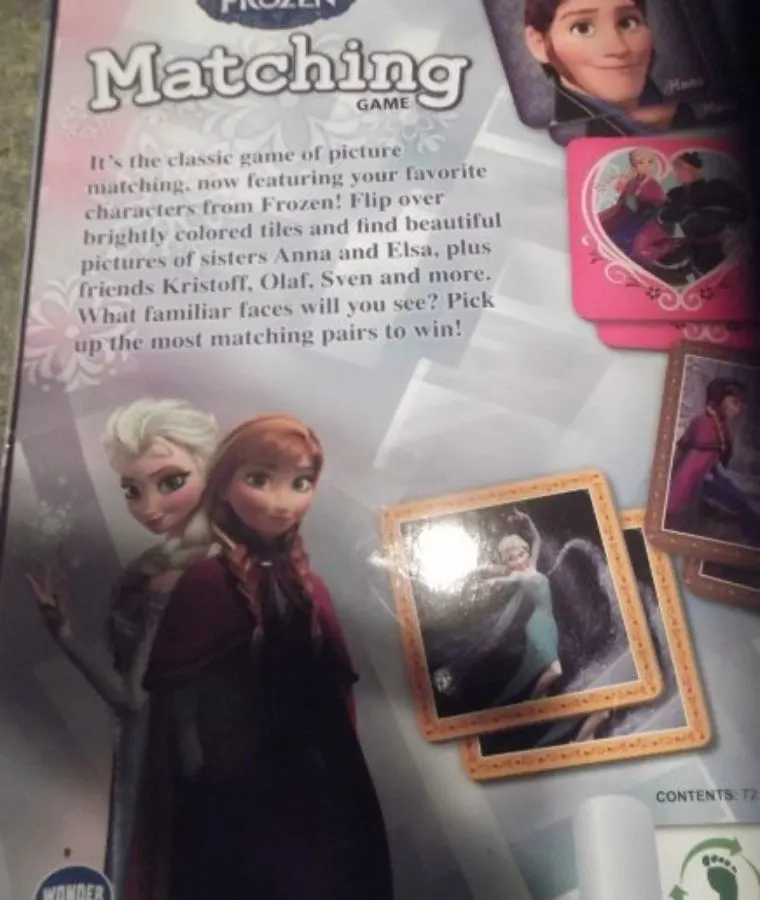 Frozen Movie Matching Game Back Cover