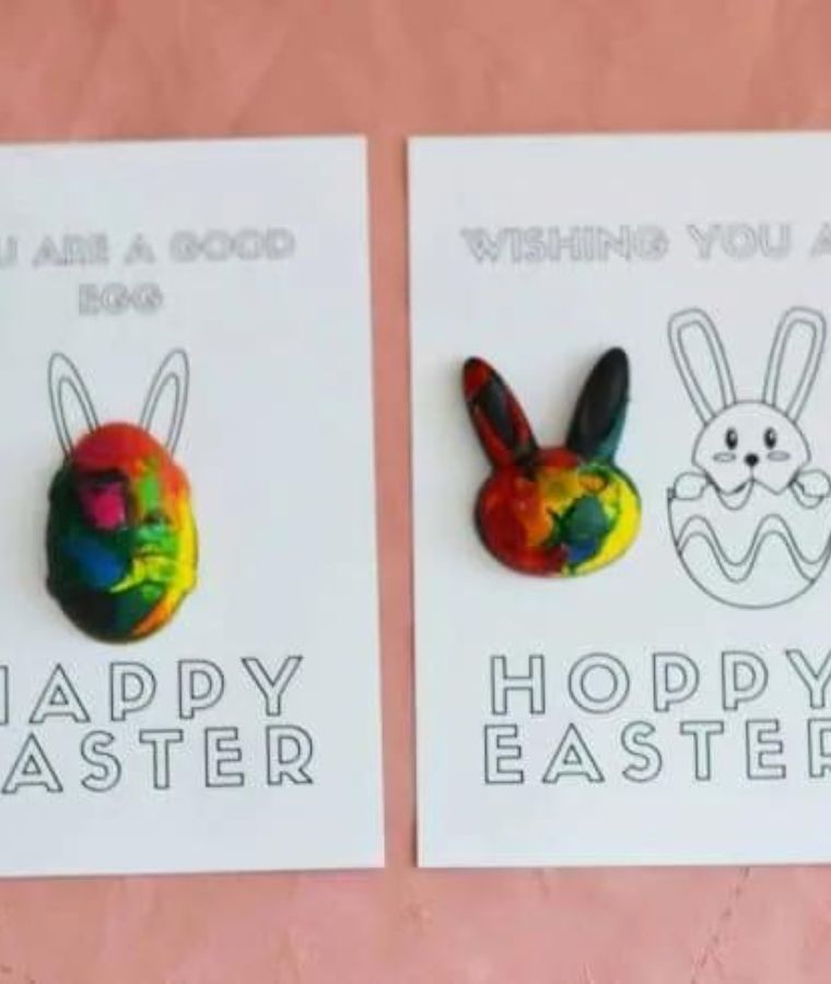 Printable Hoppy Easter Cards & Easter Crayon Gift For Classmates
