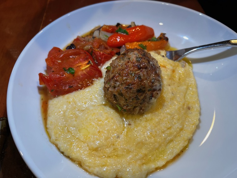 gluten-free meatballs with polenta and tomato sauce