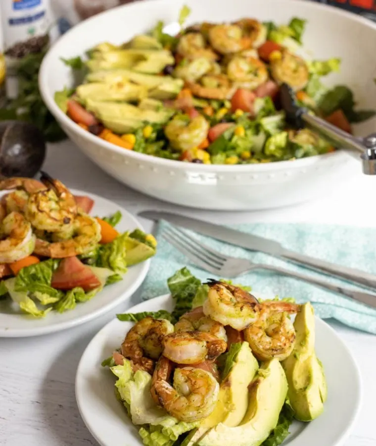 Mexican Avocado Salad with Grilled Shrimp