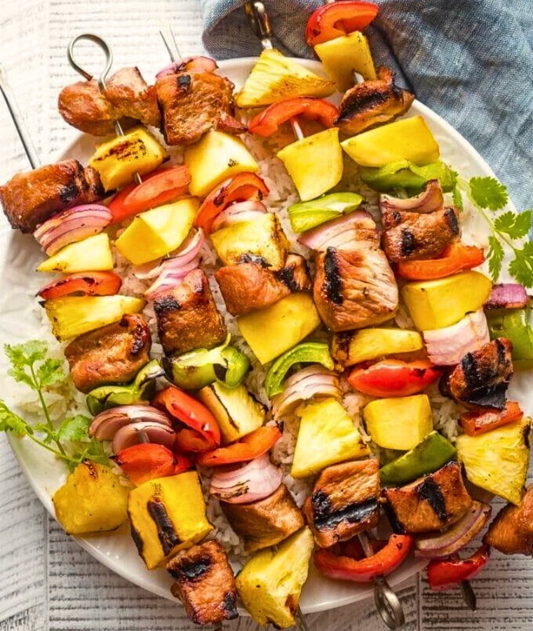 Pork Pineapple Kabobs with Grilled Mango