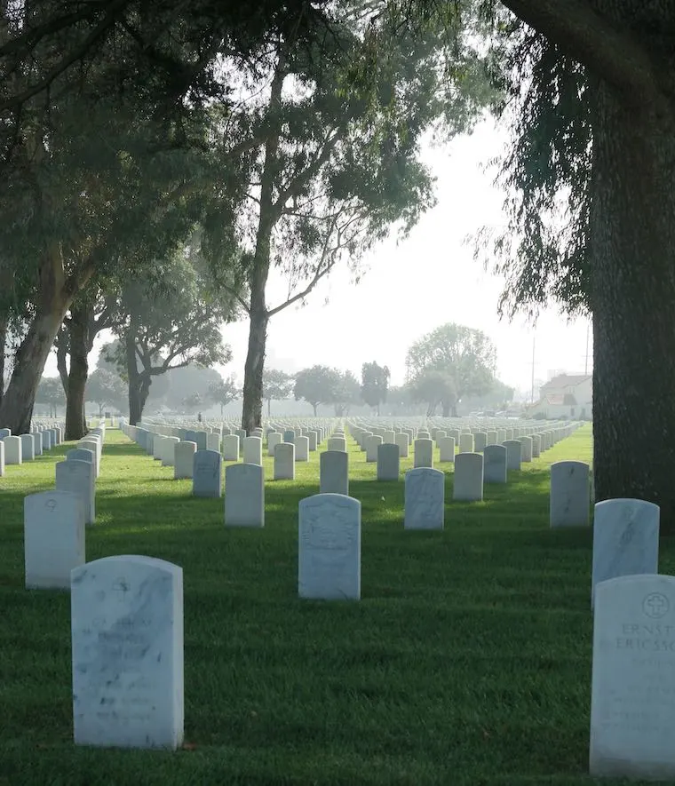 The Los Angeles National Cemetery gravestones