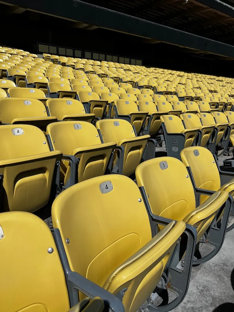 yellow seats at Dodger Stadium