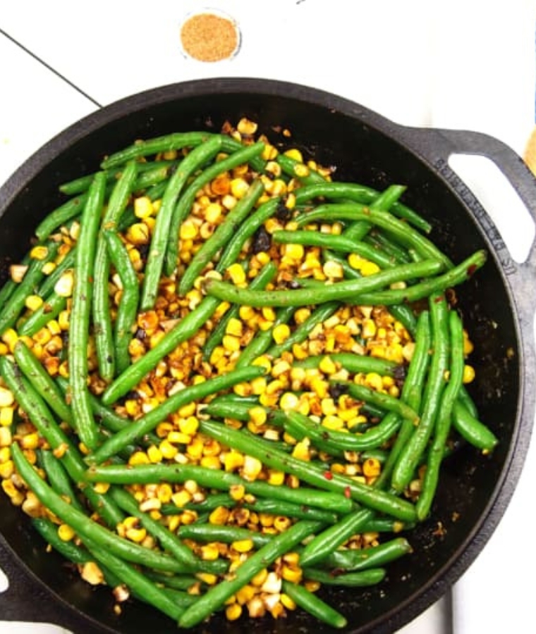 Caramelized Corn and Green Bean Skillet with Cumin