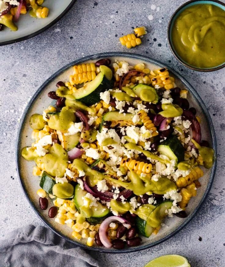 Grilled Corn and Black Bean Salad with Zucchini