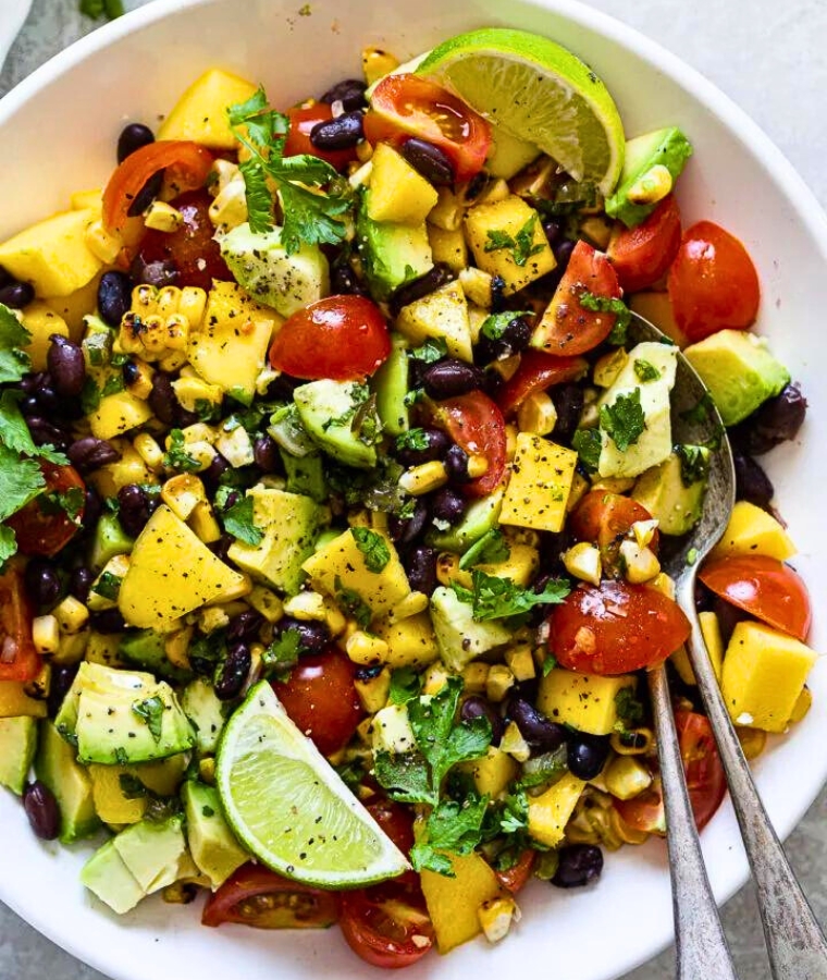 Mango, Avocado and Black Bean Salad with Lime Dressing