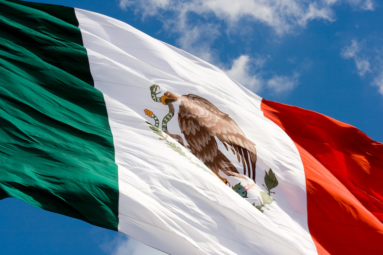 Mexican flag waving 