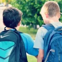 two boys walking back to school