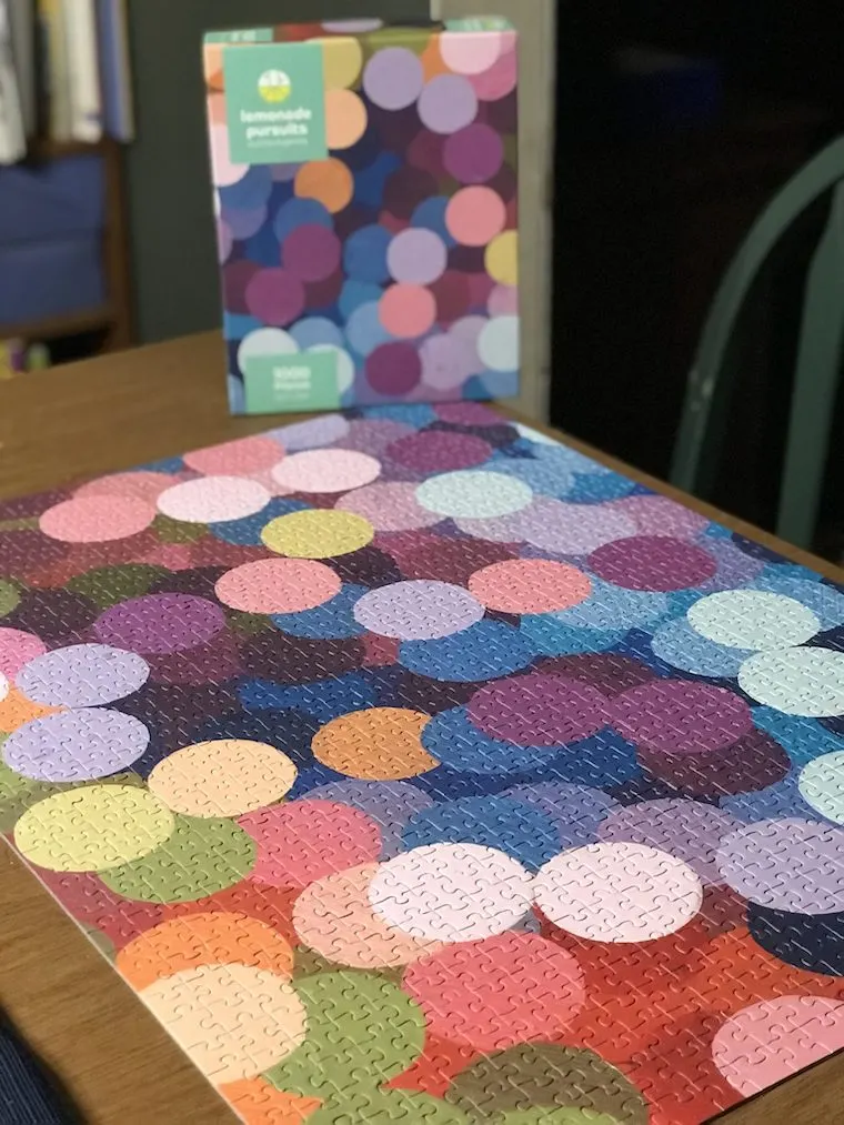 finished puzzle polka dot design