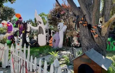 Halloween yard decorated with inflatables featured image