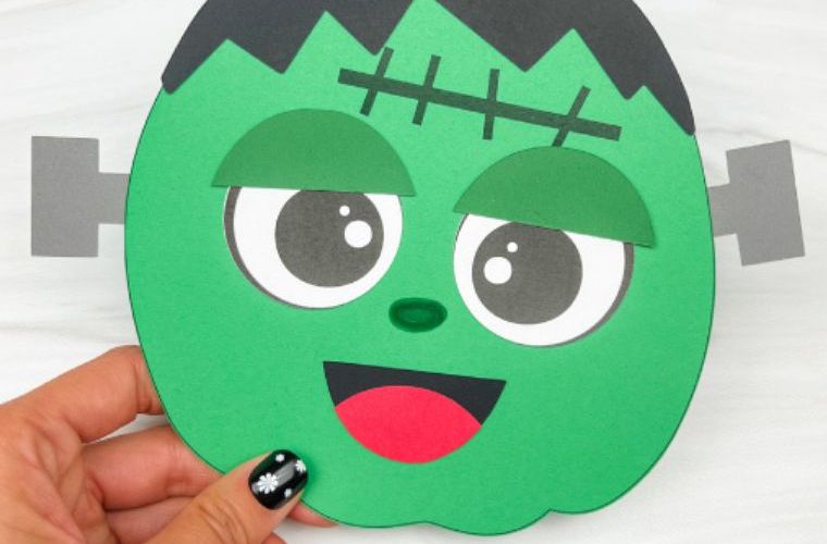 Halloween crafts featured image - green frankenstein face